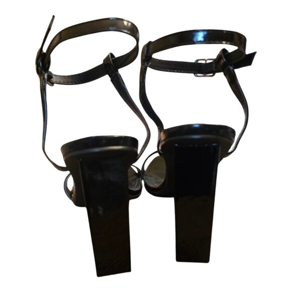 FASHION NOVA Black Block heel Ankle Strap sz 10 - Picture 4 of 8